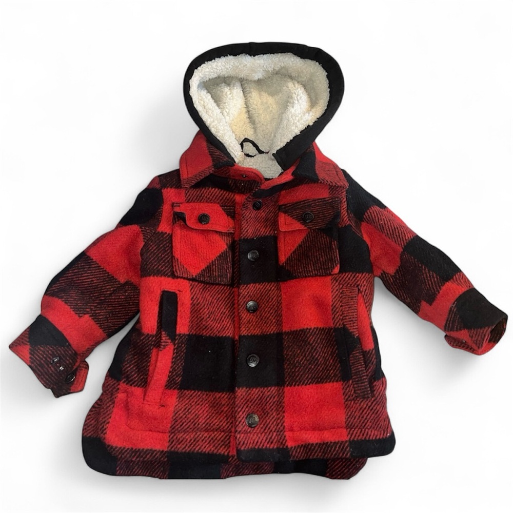 Urban Republic Buffalo Red & Black Coat Hoodie SIZE 18M Boys Toddler
